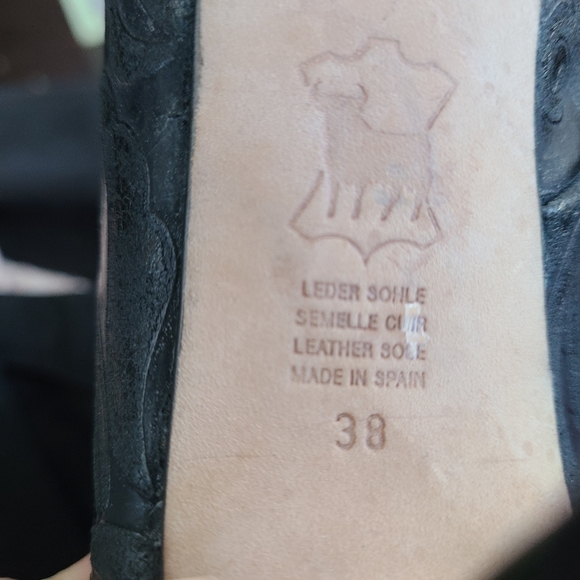 Black peep toe high heeled lace up booties size38 - Picture 4 of 13